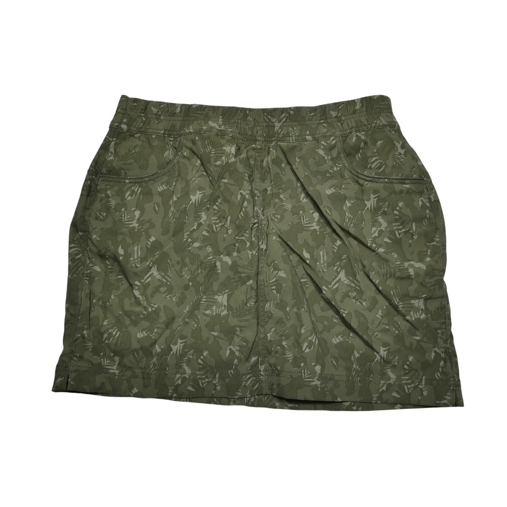 PrAna Skort Womens 12 Green Camo Hiking Outdoor Athletic Stretch Built In Shorts